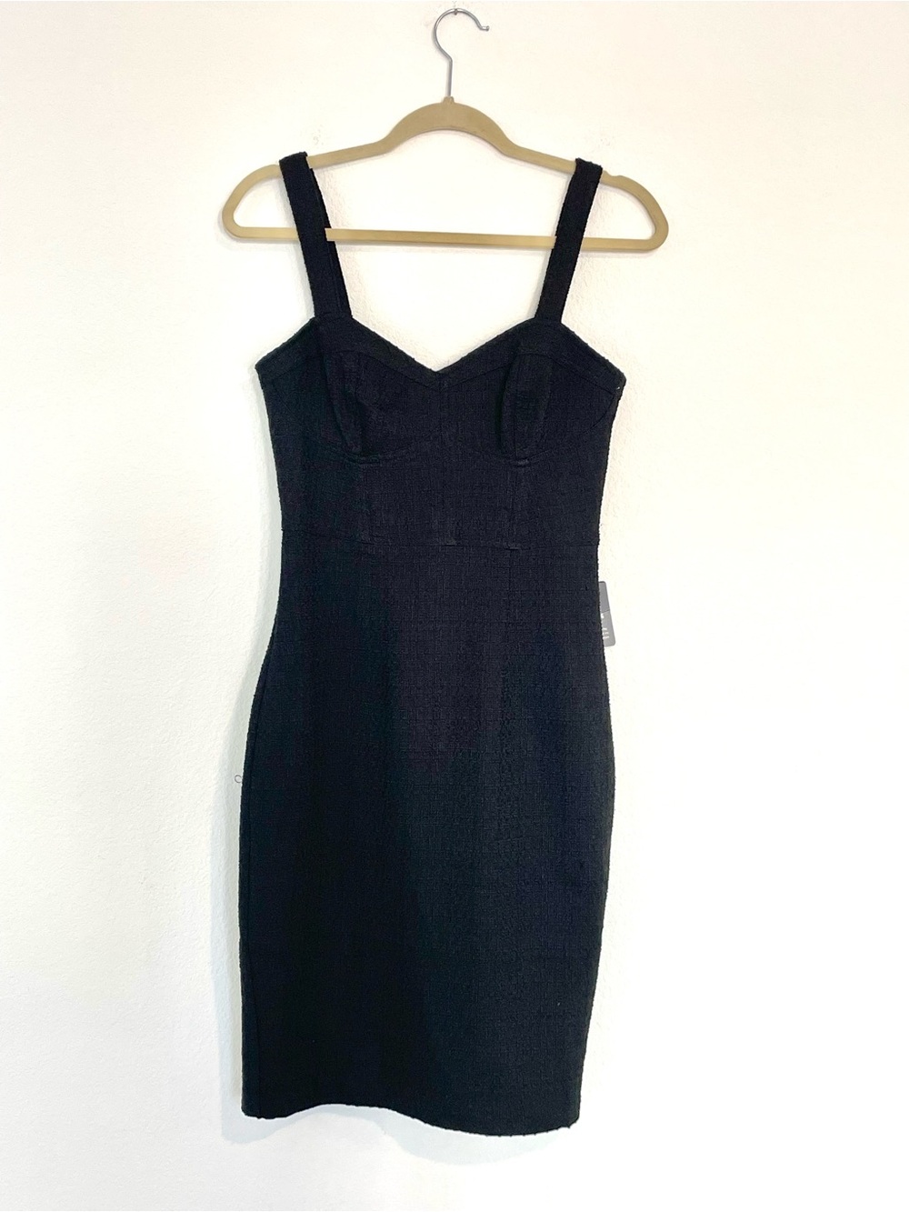 Express Black Midi Sheath Dress with Structured Bust